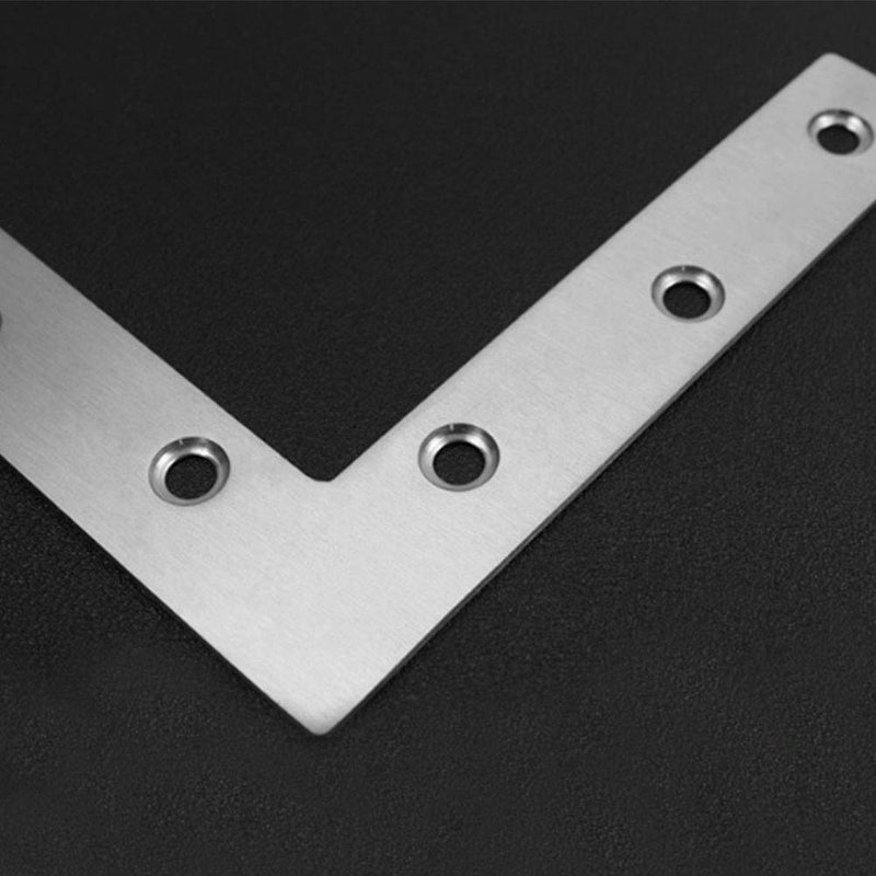 Tiberham Flat L Shaped Corner Bracket, Tiberham 2Pcs 120 x 120 mm Stainless Steel Right Angle Corner Brace Repair Plate, Heavy Duty Furniture Fastener Joint Corner Connector for Wood Shelf Cabinet Table Chair - Image 3